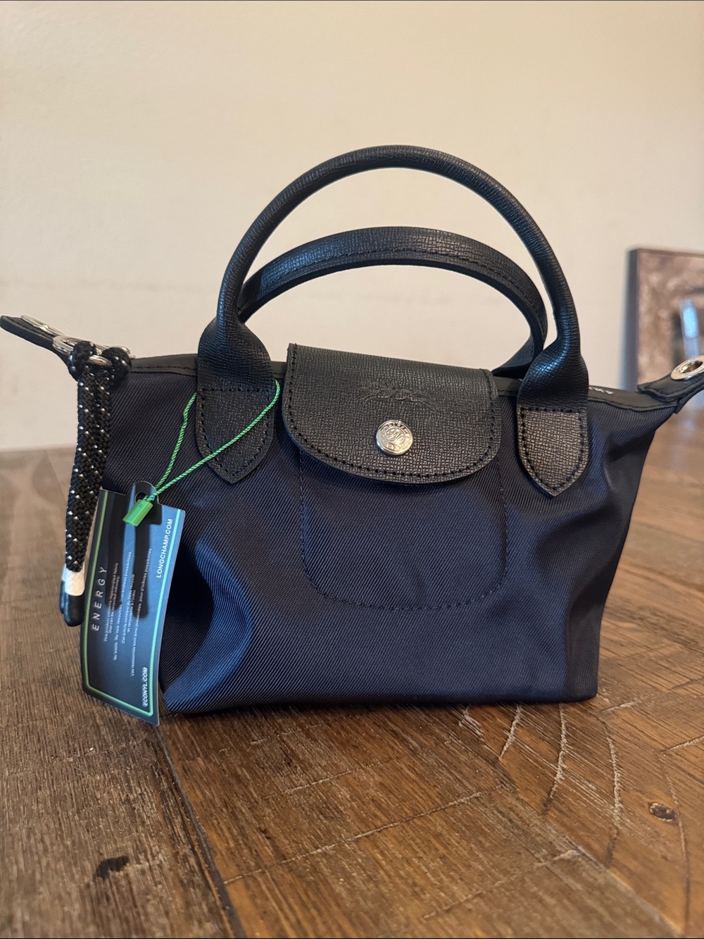 Longchamp Mini Top-Handle Nylon Bag in Black